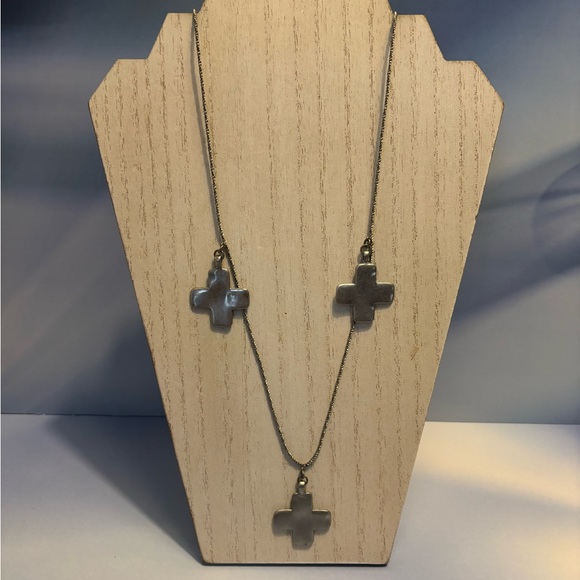 Louis Dell’Olio Silver Chunky Rustic Cross Necklace 42”+3” - Picture 1 of 10